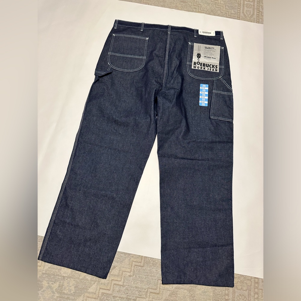 NWT ROEBUCKS SEARS MENS WORK JEAN SIZE 46-30 BLUE COLOR